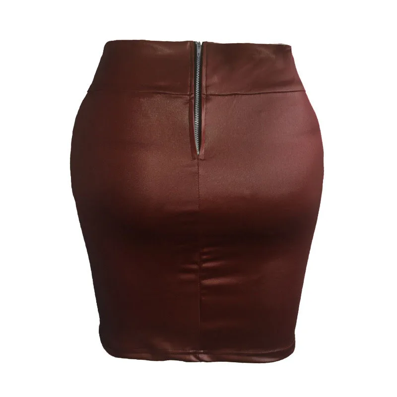 Mini spódnica ze sztucznej skóry bodycon streetwear Brązowy