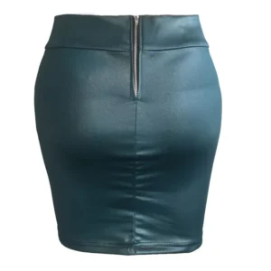 Mini spódnica ze sztucznej skóry bodycon streetwear Jezioro błękitne