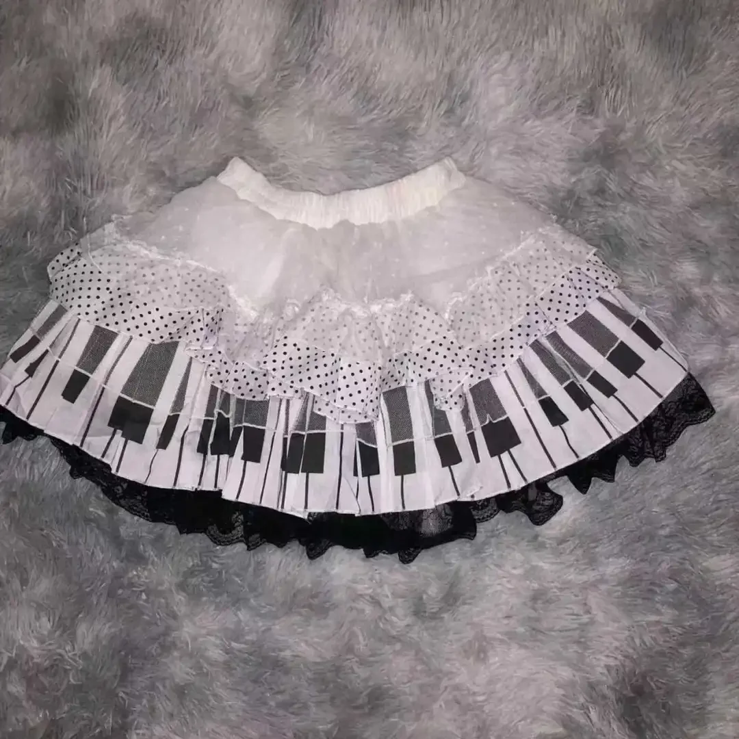 Mini spódnica Y2K czarno-biała Harajuku slim Czarny