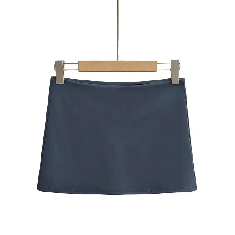 Mini spódnico-szorty slim fit z niskim stanem damskie Głęboki niebieski