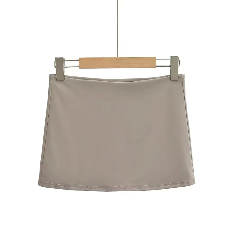 Mini spódnico-szorty slim fit z niskim stanem damskie Khaki