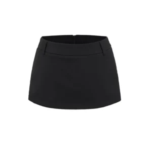 Mini spódniczka z bocznymi zamkami i paskiem – elegancka i modna Czarny
