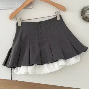 Mini spódniczka z falbankami plisowana koreańska Szary