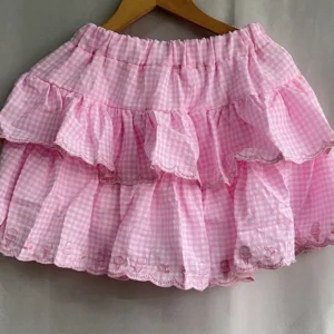 Mini spódniczka w kratę Kawaii z haftem Y2K wysoki stan Beżowy