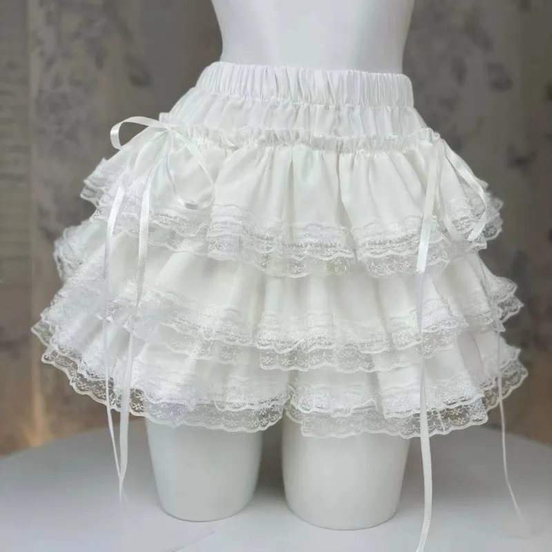 Mini spódniczka Lolita z koronkowymi falbankami Y2K vintage Fluoresceyna