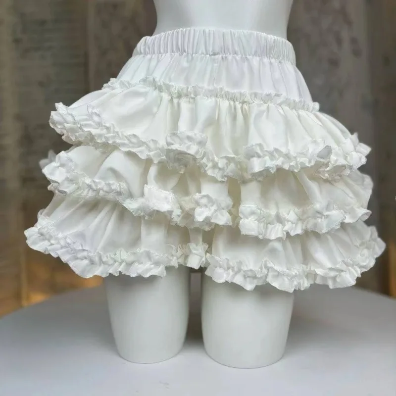 Mini spódniczka Lolita z koronkowymi falbankami Y2K vintage Morela