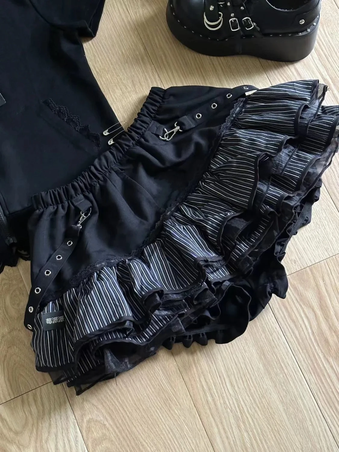 Mini spódniczka lolita w kratkę z kokardą i koronką — styl Harajuku Błękitny