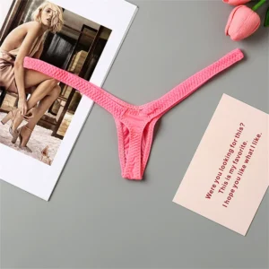 Mini stringi damskie z głębokim dekoltem w serek Brązowy