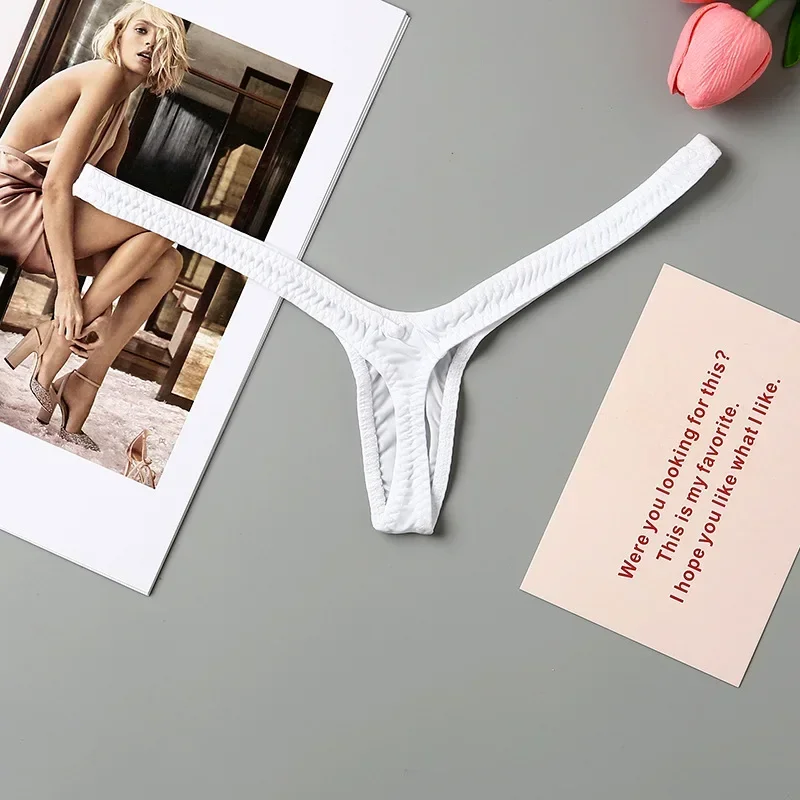 Mini stringi damskie mikro bikini, niski stan, seksowna bielizna Biały