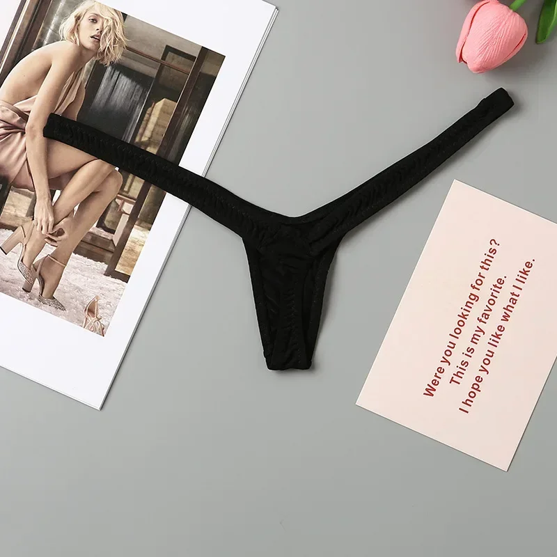 Mini stringi damskie mikro bikini, niski stan, seksowna bielizna Czarny
