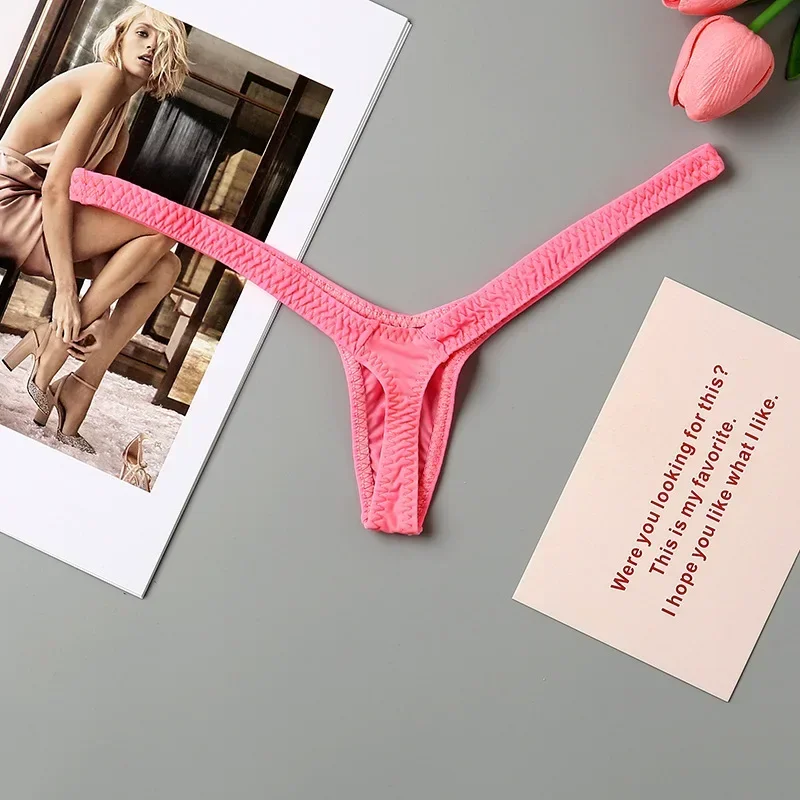 Mini stringi damskie mikro bikini, niski stan, seksowna bielizna Różowy