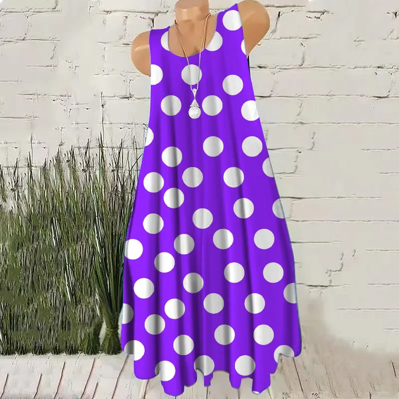 Mini sukienka bez rękawów w okrągłe kropki plus size 3XL Złoto