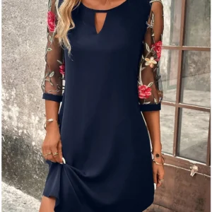 Mini sukienka z nadrukiem i rękawem 3/4 Darkblue