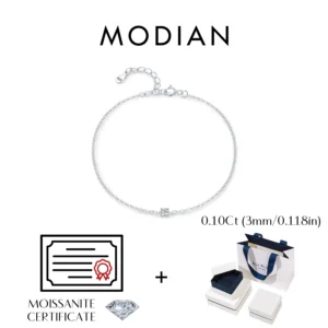 Minimalistyczna bransoletka z moissanitem srebro 925 MODIAN Szary