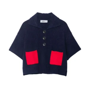 Minimalistyczny sweter z kieszeniami w koreańskim stylu Zielony