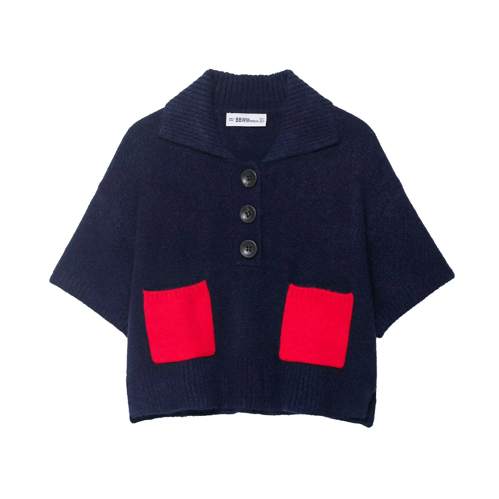Minimalistyczny sweter z kieszeniami w koreańskim stylu Zielony