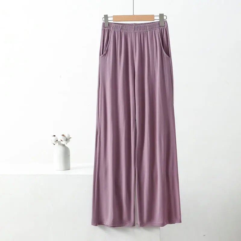 Modalowe spodnie z szeroką nogawką plus size z kieszeniami Czarny