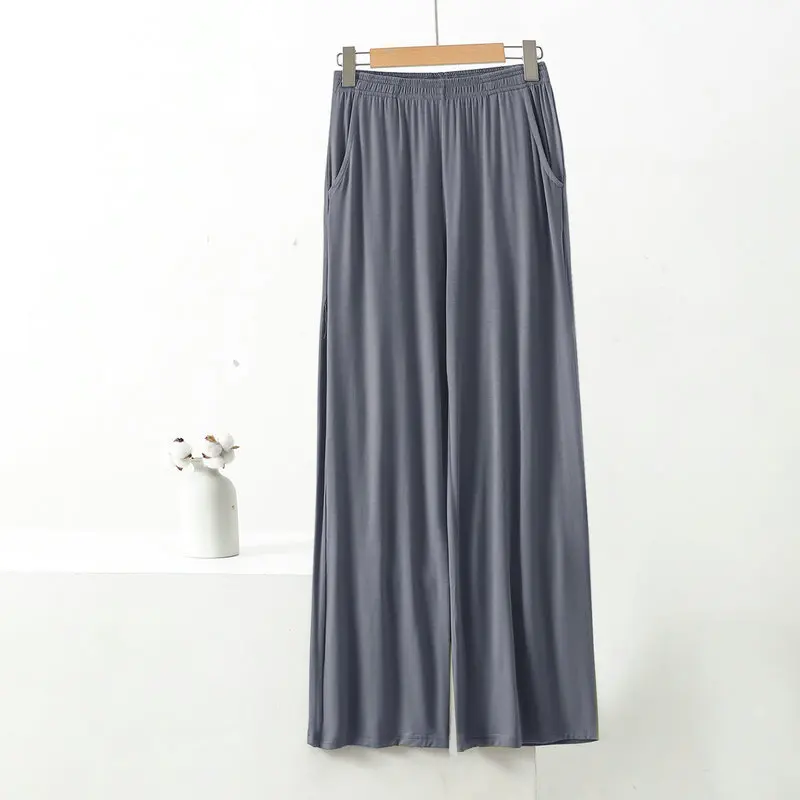 Modalowe spodnie z szeroką nogawką plus size z kieszeniami Khaki