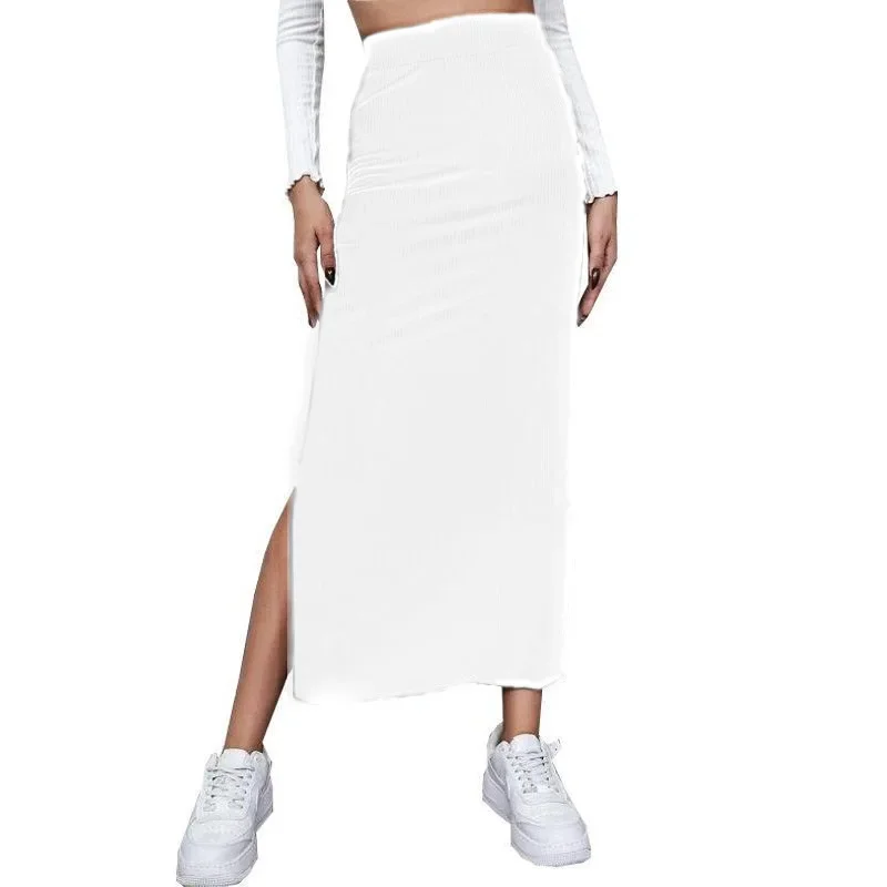Modna jesienna spódnica damska w eleganckim stylu casual Biały