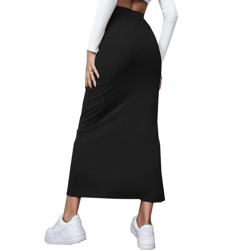 Modna jesienna spódnica damska w eleganckim stylu casual Czarny