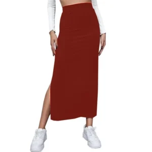 Modna jesienna spódnica damska w eleganckim stylu casual Czerwony