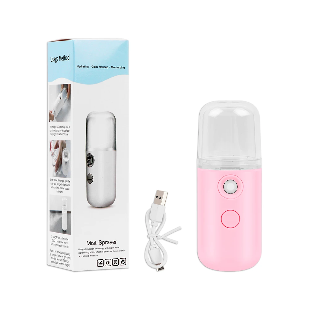 Nano parowiec do twarzy USB nawilżający mgiełka do cery Jasnoszary