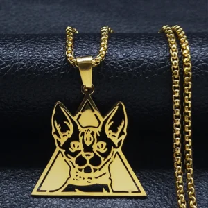 Naszyjnik egipska bogini kotów Bastet ze stali Pistolet do galwanizacji