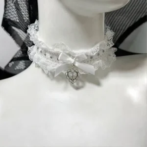 Naszyjnik choker z kokardą i kocimi uszkami, styl kawaii Kolor jasnożółtego złota