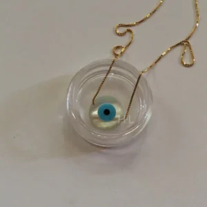 Naszyjnik choker z zawieszką z muszli MOP kocie oko żółty