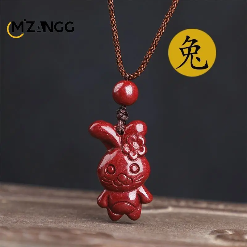Naszyjnik z cynoberem ze znakiem zodiaku — talizman szczęścia Czerwony