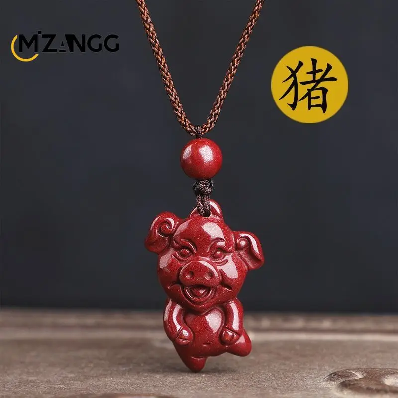 Naszyjnik z cynoberem ze znakiem zodiaku — talizman szczęścia Pomarańczowy