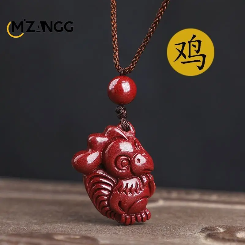 Naszyjnik z cynoberem ze znakiem zodiaku — talizman szczęścia Srebrny