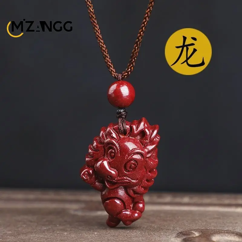 Naszyjnik z cynoberem ze znakiem zodiaku — talizman szczęścia Szary