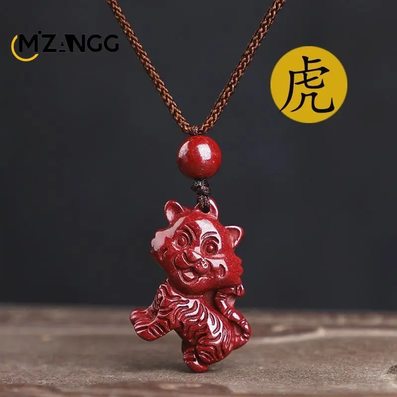 Naszyjnik z cynoberem ze znakiem zodiaku — talizman szczęścia Zielony