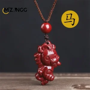 Naszyjnik z cynoberem ze znakiem zodiaku — talizman szczęścia żółty