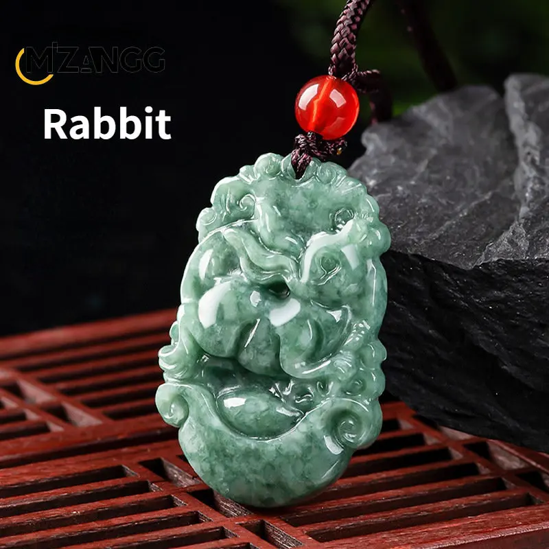 Naszyjnik z wisiorkiem jadeitowym - chiński znak zodiaku Szampan