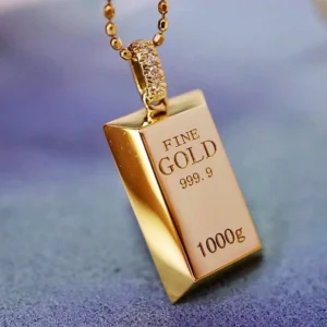 Naszyjnik ślubny z wisiorkiem pozłacany 18K