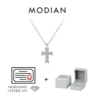 Naszyjnik srebrny 925 z krzyżem i kamieniem moissanite Czarny