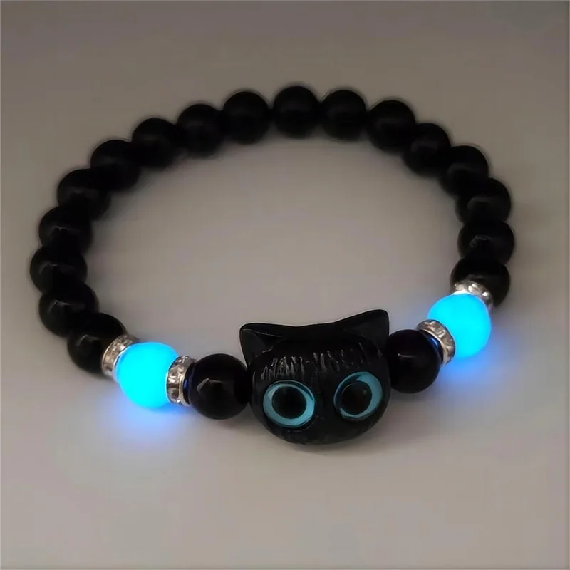 Naszyjnik świecący w ciemności kotek choker fluorescencyjny Kolor stali