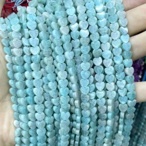 Naturalne koraliki w kształcie serca 6mm — agat, kwarc, turkus, ametyst Bordowy