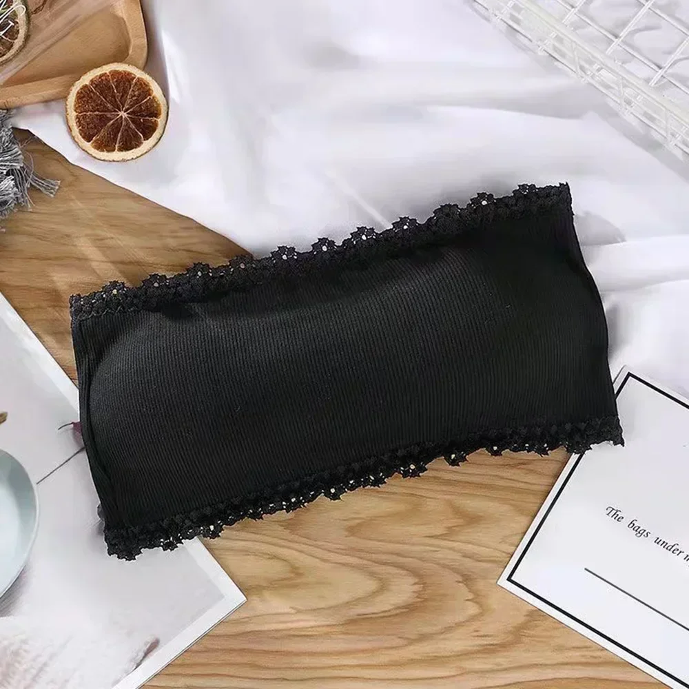 Niewidoczny top bandeau bez ramiączek owijany na biust Czarny