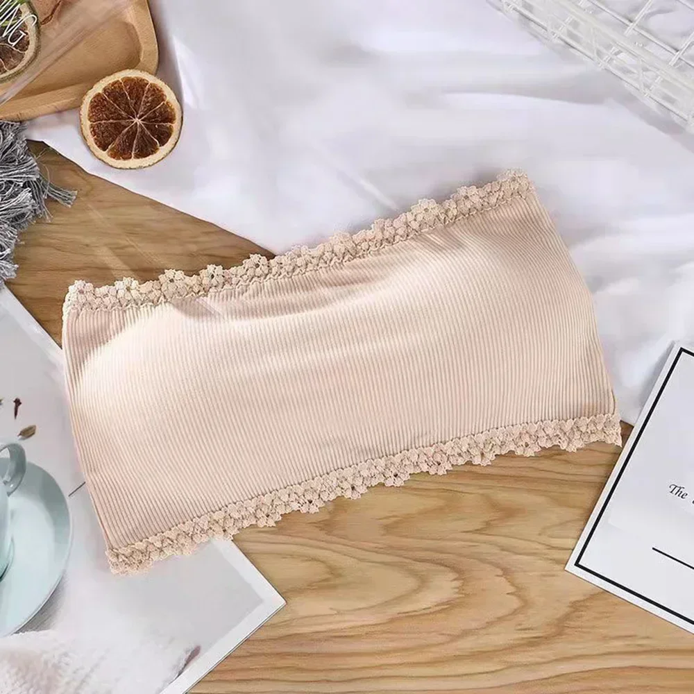 Niewidoczny top bandeau bez ramiączek owijany na biust Khaki