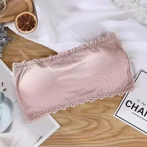 Niewidoczny top bandeau bez ramiączek owijany na biust Różowy