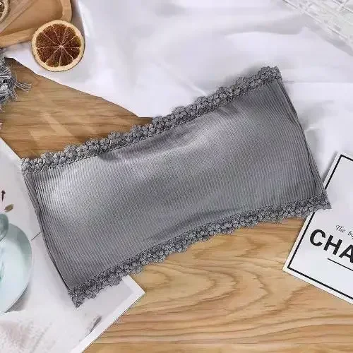 Niewidoczny top bandeau bez ramiączek owijany na biust Szary