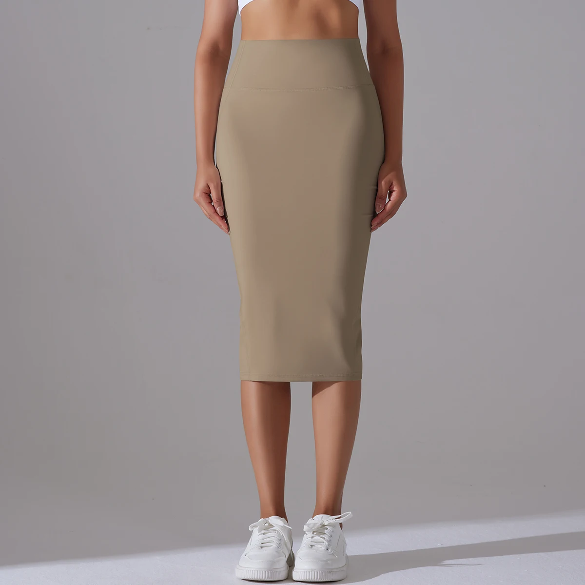 Obcisła spódnica ołówkowa bodycon z rozcięciem z rozciągliwej tkaniny Błękitny
