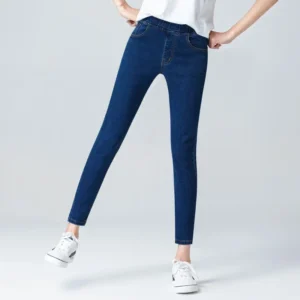 Obcisłe jeansy stretch damskie plus size 5XL 6XL Czarny