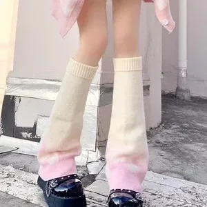 Ocieplacze na łydki z kokardą Steampunk Harajuku – zestaw dzianinowy Złoto