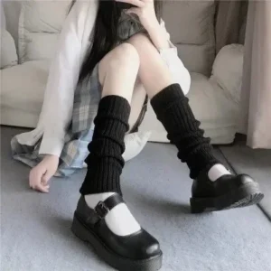 Ocieplacze na nogi w stylu Lolita — dziane, długość 40–70 cm Błękitny