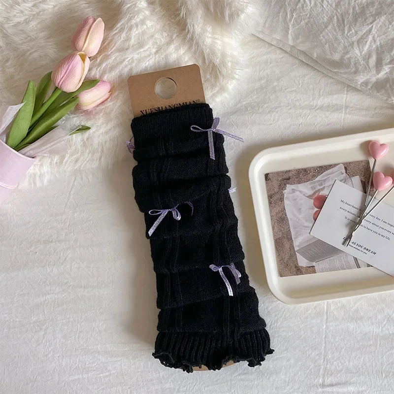 Ocieplacze na nogi z kokardą baletową Kawaii Lolita Brązowy