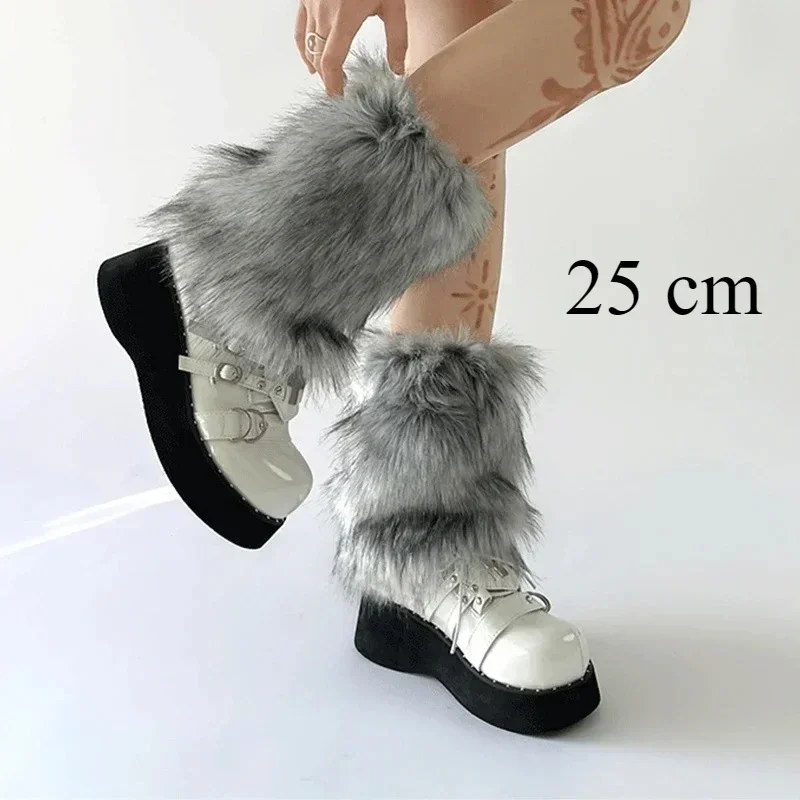 Ocieplacze na nogi ze sztucznego futra Lolita Harajuku damskie Błękitny